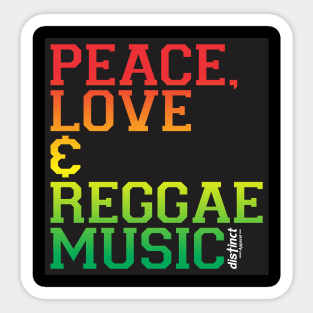 PEACE, LOVE & REGGAE MUSIC Sticker